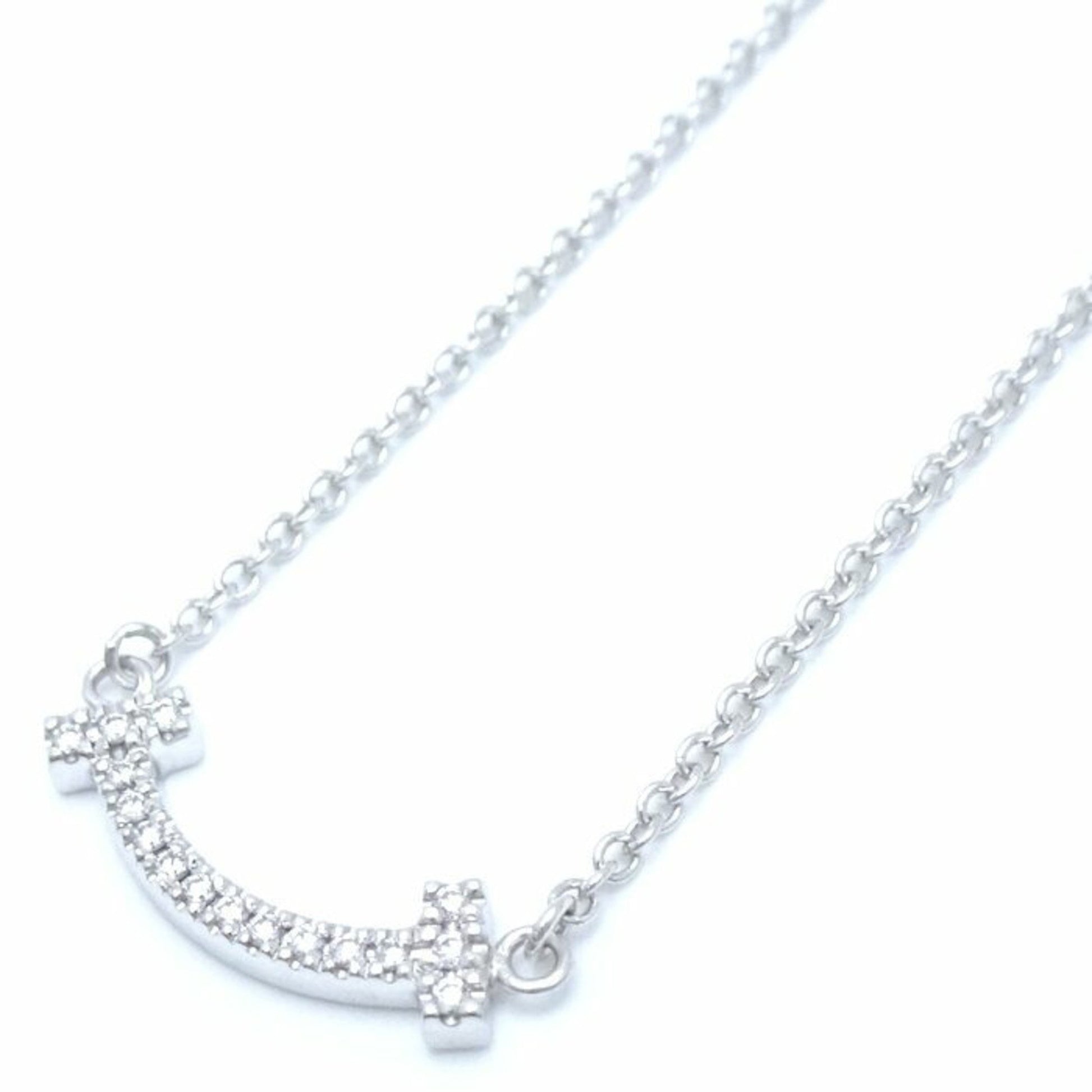 Tiffany & Co T Smile, Silver, White Gold, necklace