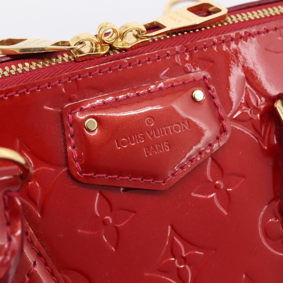 Louis Vuitton Montana Monogram Vernis, Red, Patent Leather, Handbag