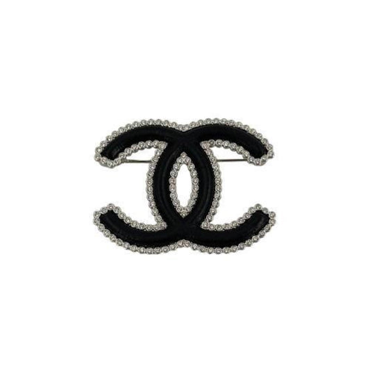 Chanel Coco Mark, Black, Leather, brooch