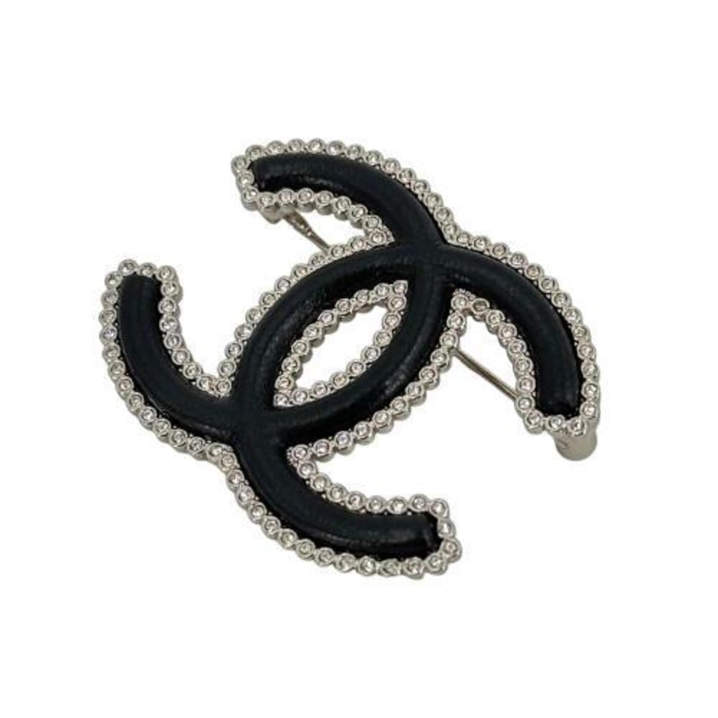 Chanel Coco Mark, Black, Leather, brooch