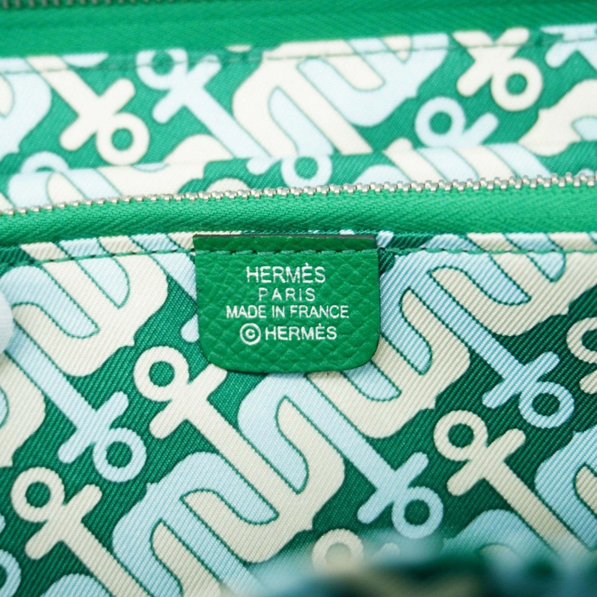 Hermès Silk'In, Green, Leather, wallet