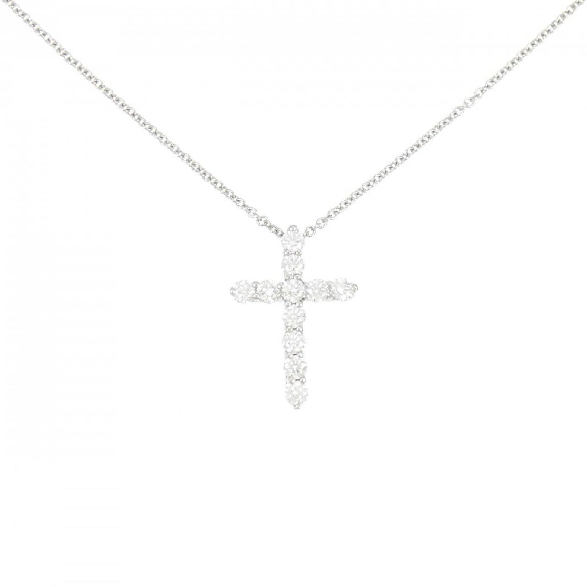 Tiffany & Co Croix, Silver, Platinum, necklace