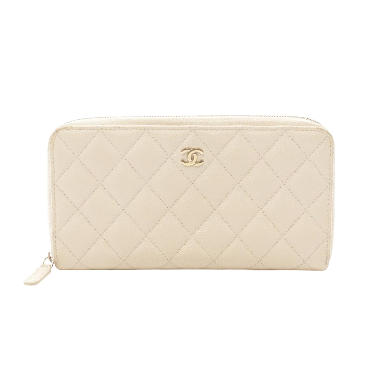 Chanel Zip around wallet, Ecru, Leather, wallet