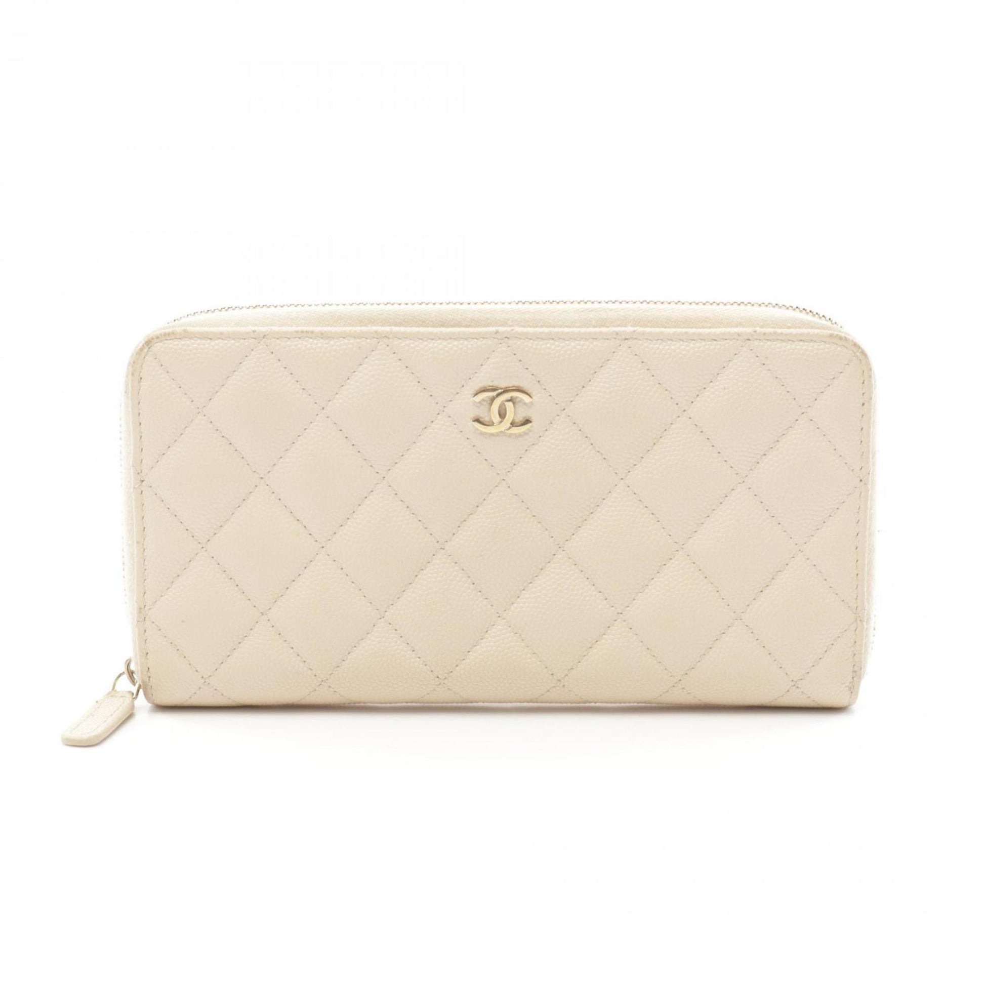 Chanel Zip around wallet, Ecru, Leather, wallet