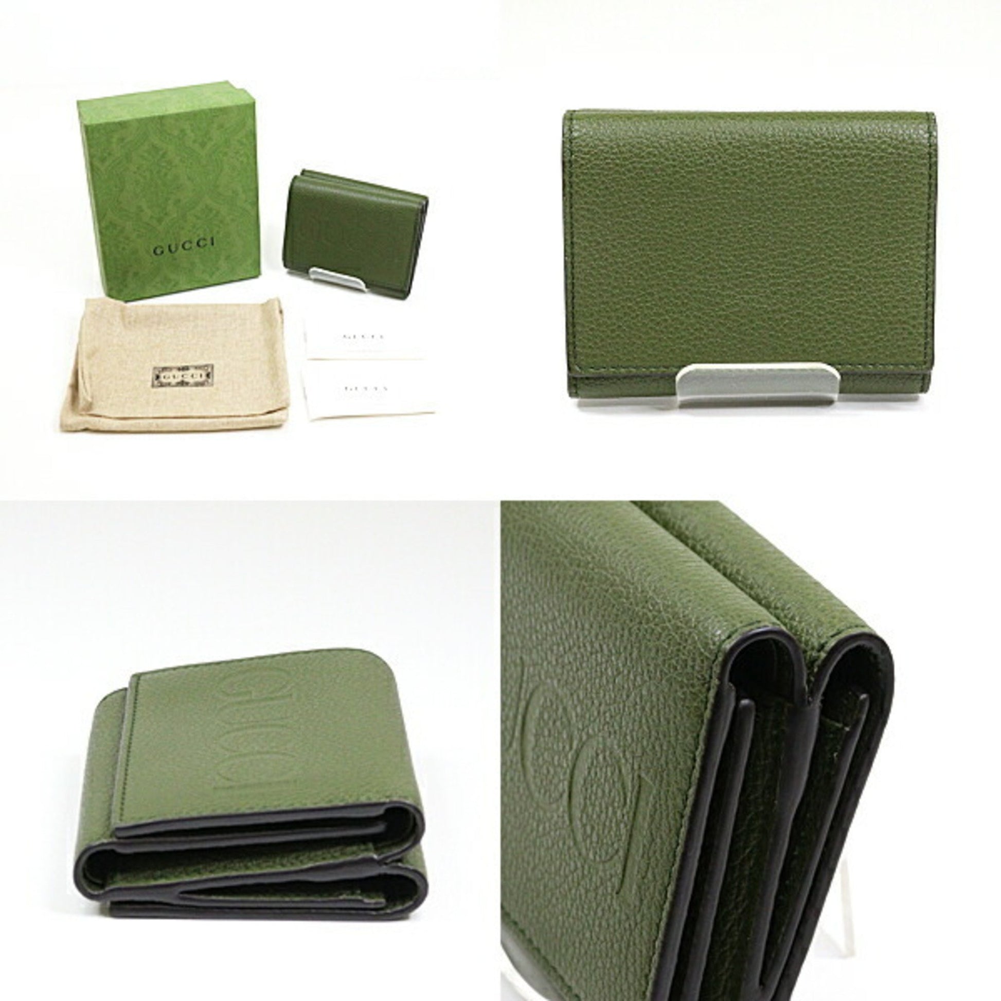 Gucci Logo, Green, Leather, wallet