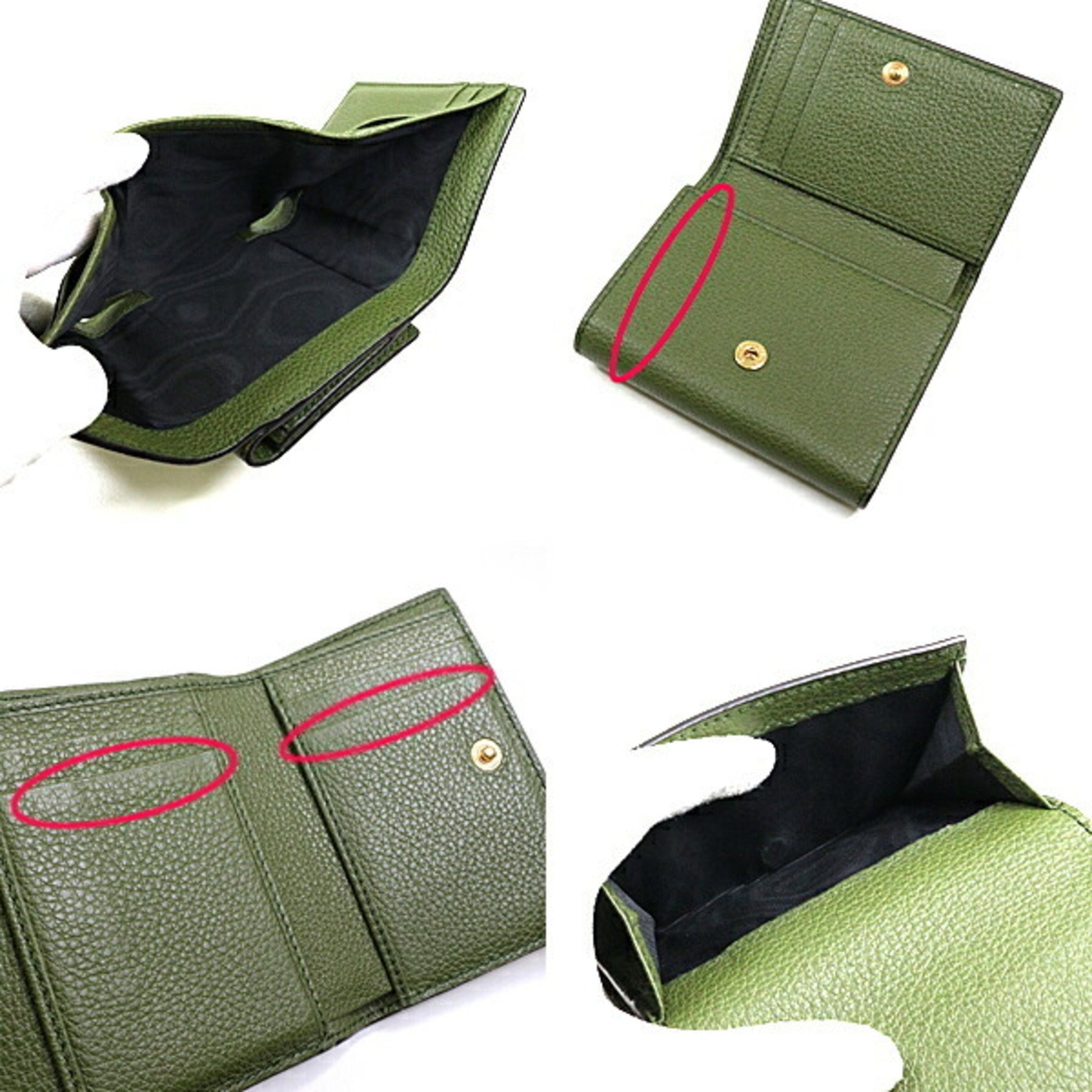 Gucci Logo, Green, Leather, wallet