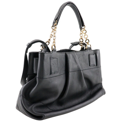 Salvatore Ferragamo Gancini, Black, Leather, handbag