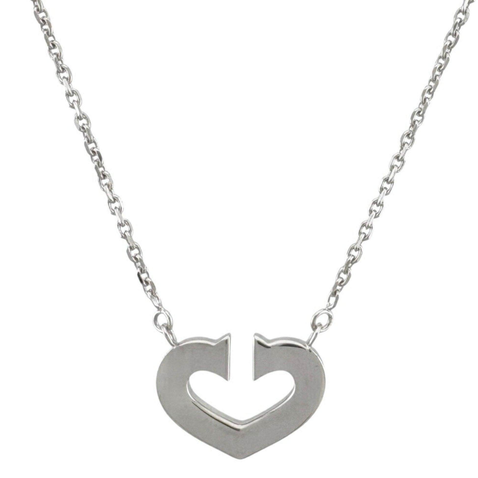 Cartier C heart, Silver, White Gold, necklace