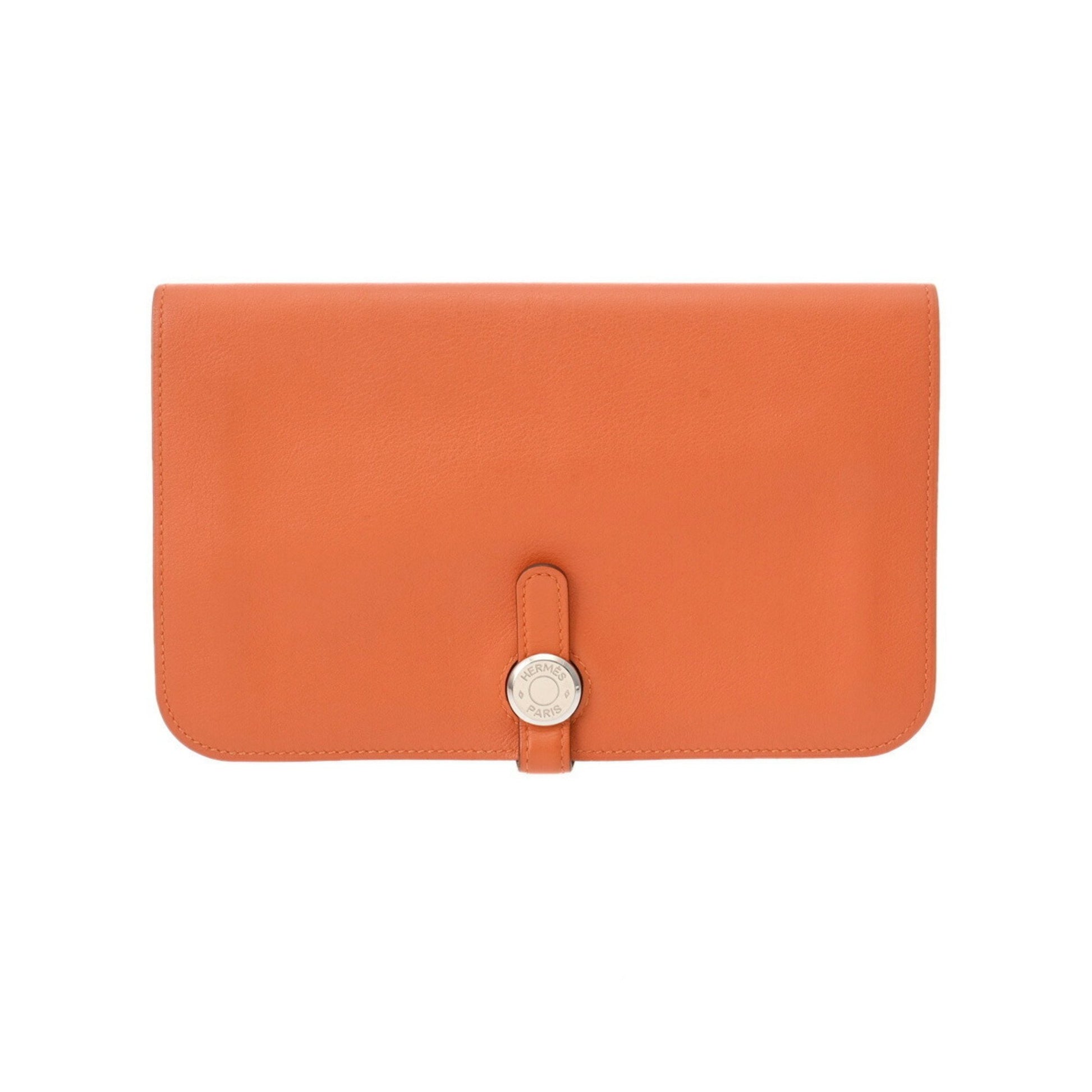 Hermès Dogon, Orange, Leather, wallet