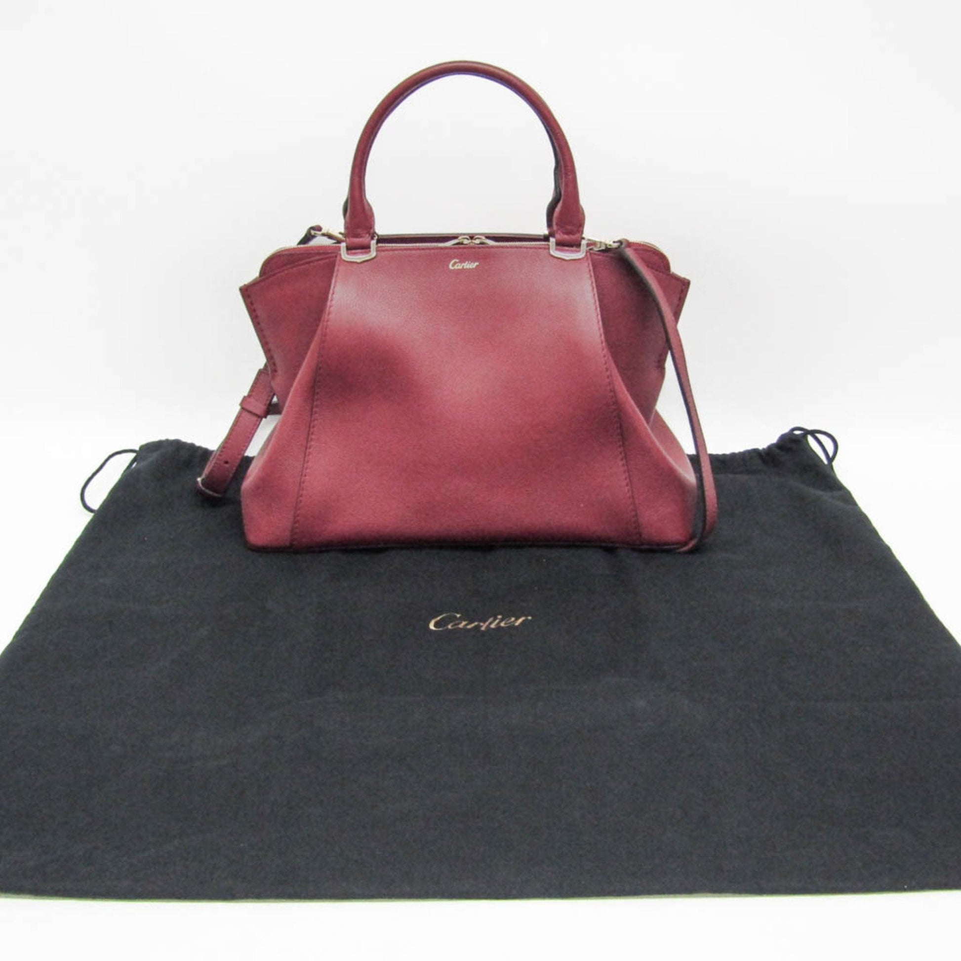 Cartier Must line, Burgundy, Leather, handbag