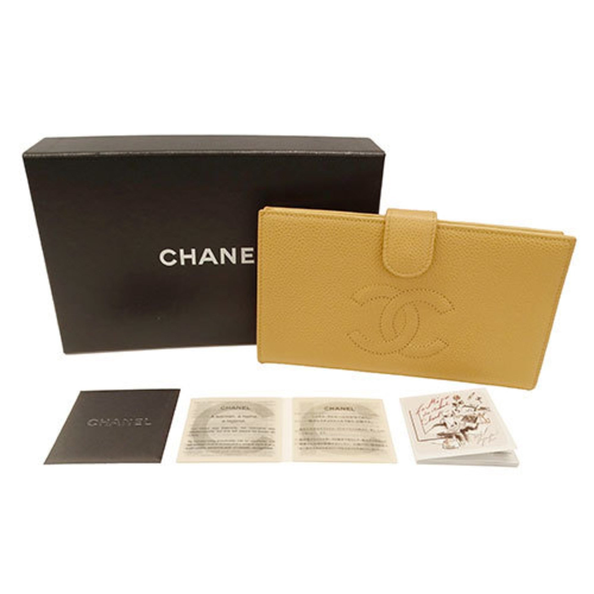 Chanel Coco Mark, Camel, Leather, wallet