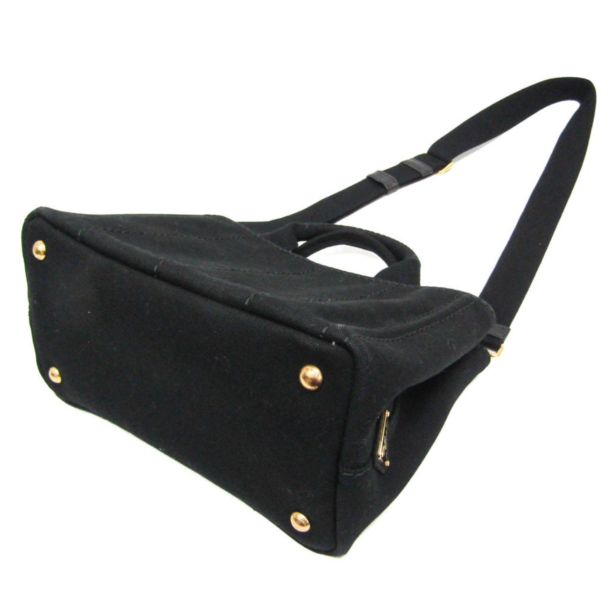 Prada Canapa, Black, Canvas, shoulder