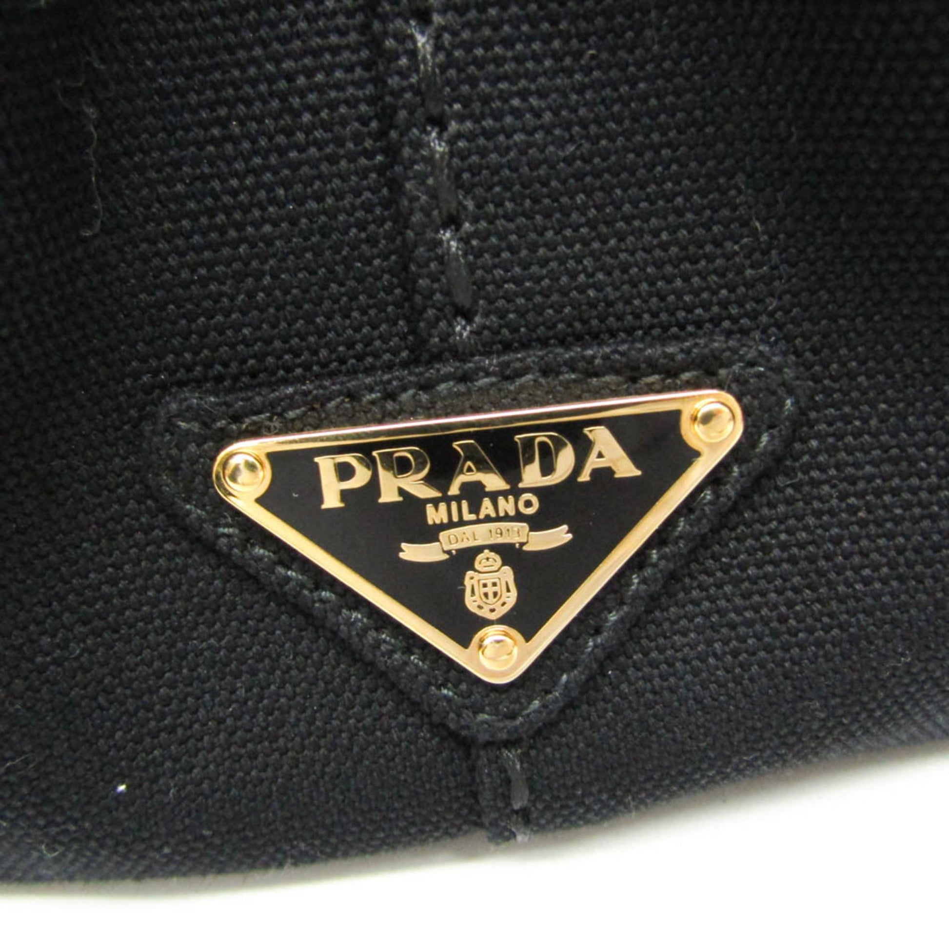 Prada Canapa, Black, Canvas, shoulder