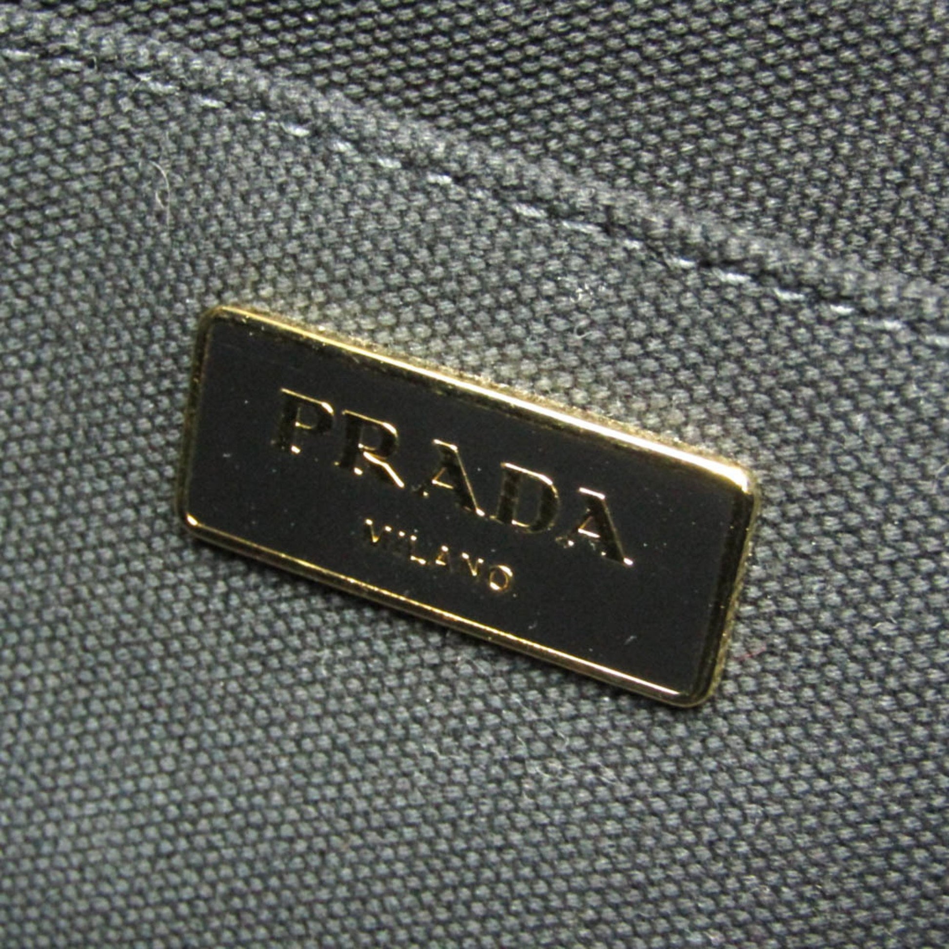 Prada Canapa, Black, Canvas, shoulder