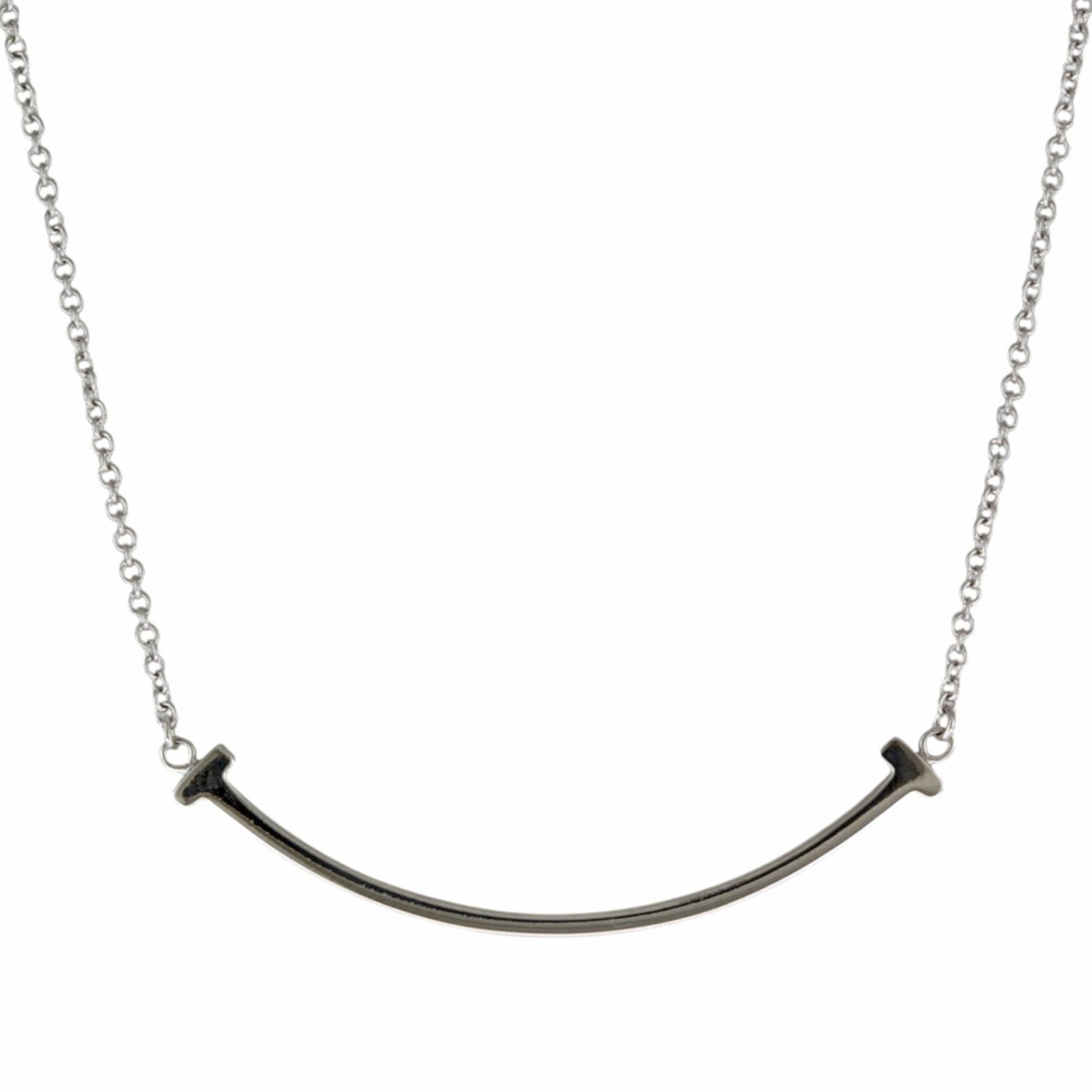 Tiffany & Co T Smile, Silver, White Gold, necklace