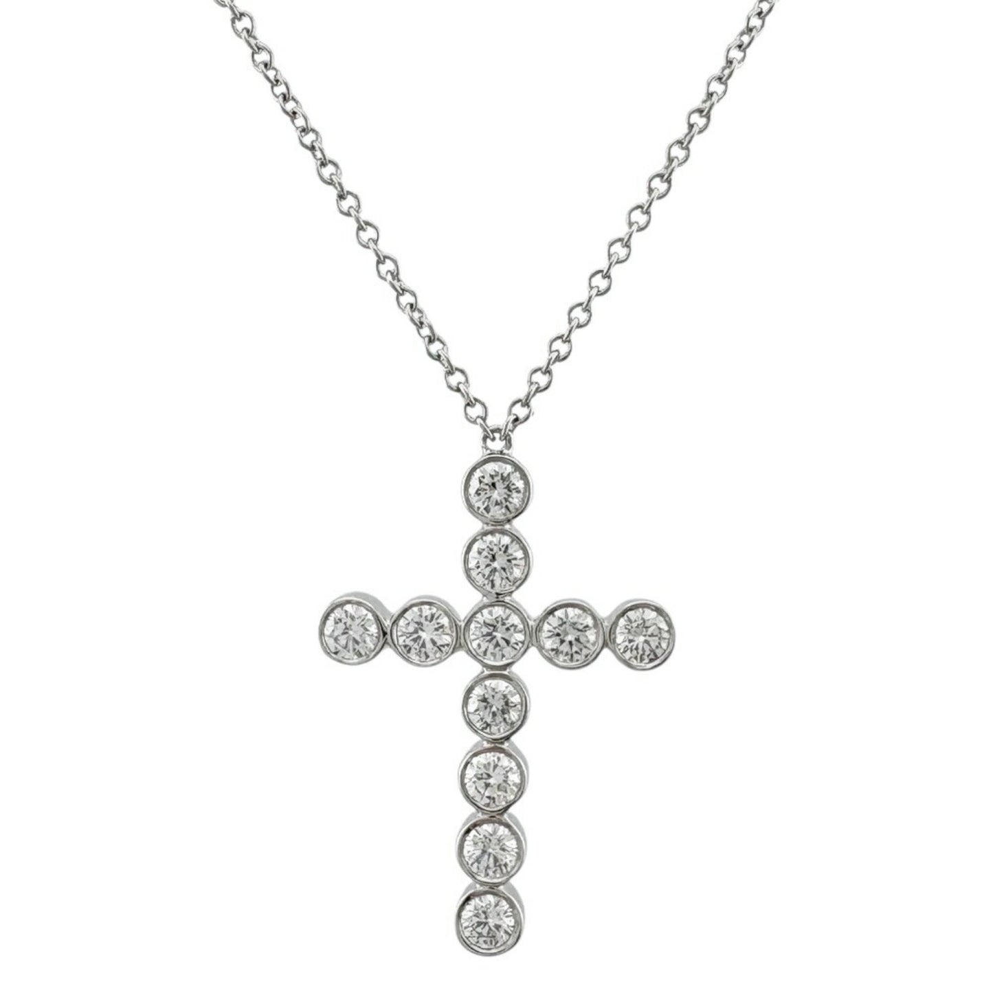 Tiffany & Co Croix, Silver, Platinum, necklace