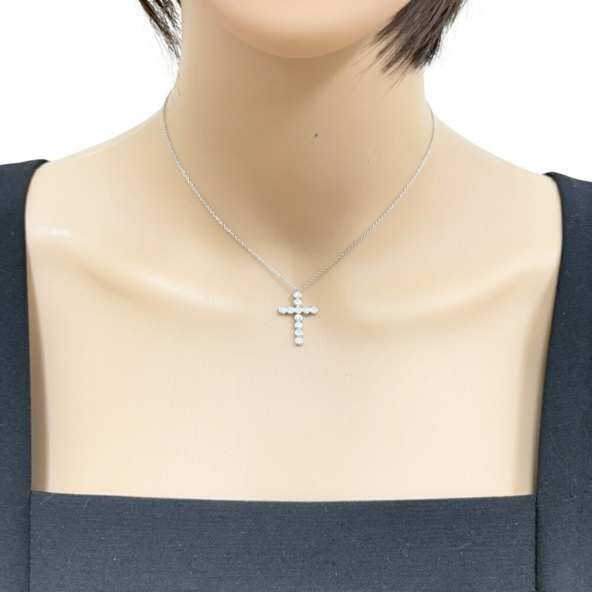 Tiffany & Co Croix, Silver, Platinum, necklace