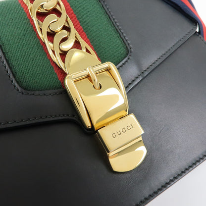 Gucci Sylvie Leather, Black, Leather, Shoulder Bag