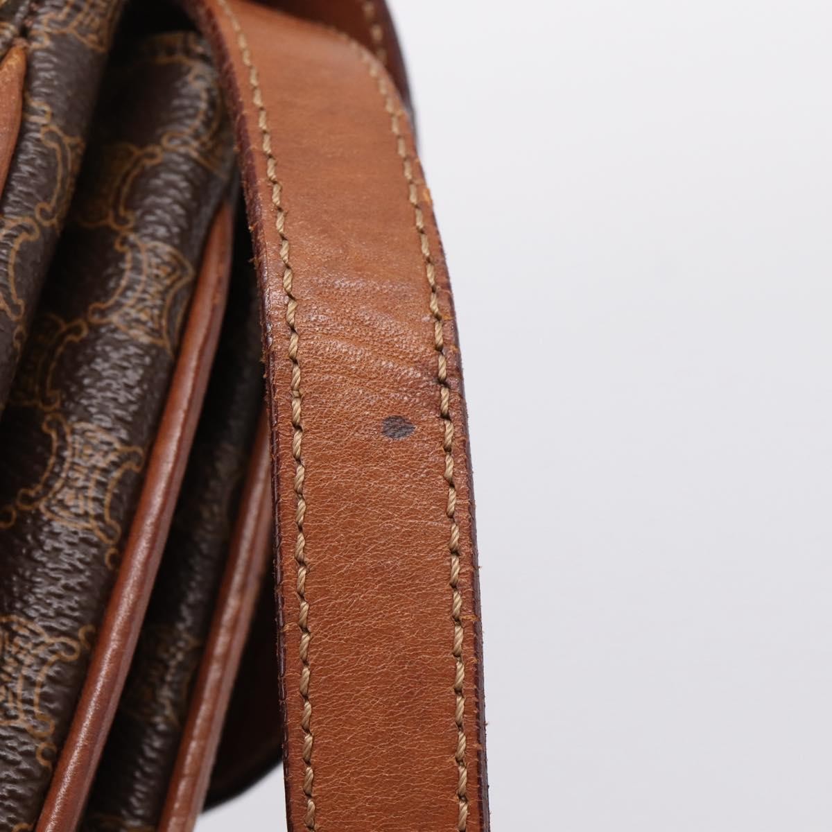 Celine Vintage Macadam Canvas and Leather, Brown, PVC, Shoulder Bag