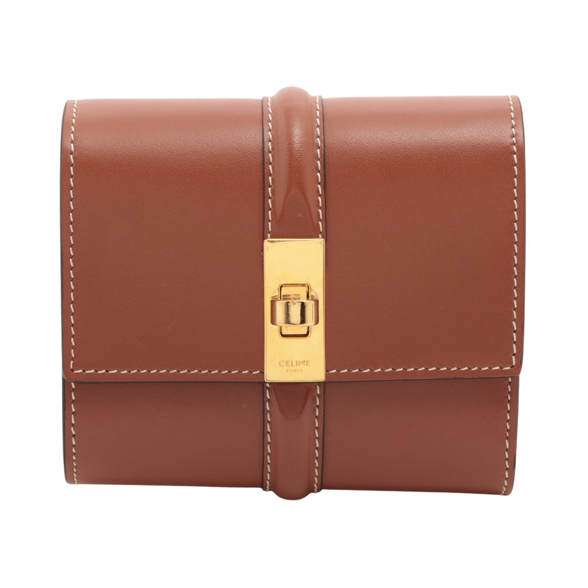 Celine Besace 16 Bag Smooth Calfskin, BROWN, LEATHER, Handbag