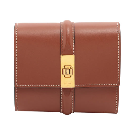 Celine 16 Trifold Wallet Leather, Brown, Leather, Wallet