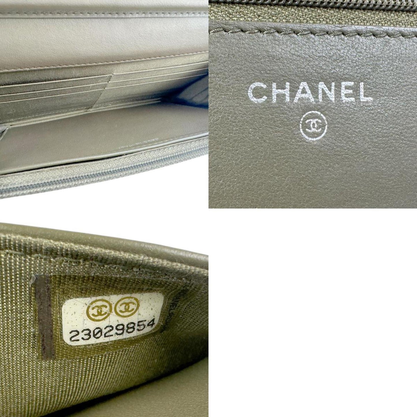 Chanel Boy, Khaki, Leather, wallet