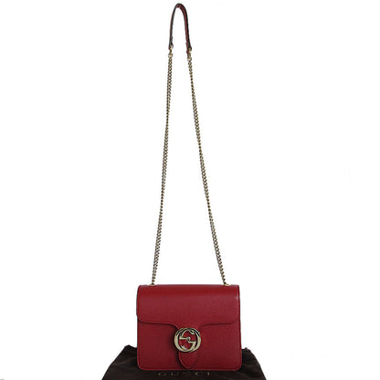 Gucci Interlocking G, Red, Leather, shoulder