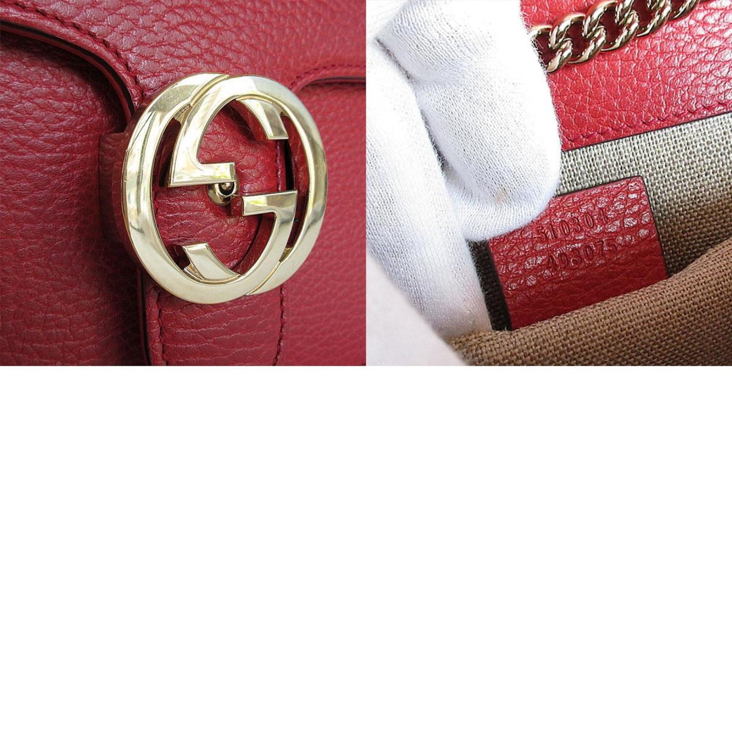 Gucci Interlocking G, Red, Leather, shoulder