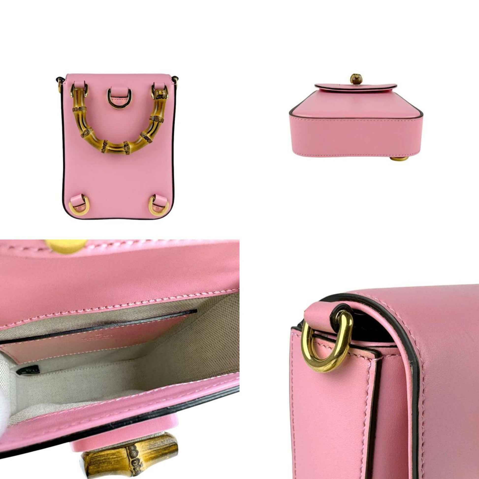 Gucci Bamboo, Pink, Leather, clutch