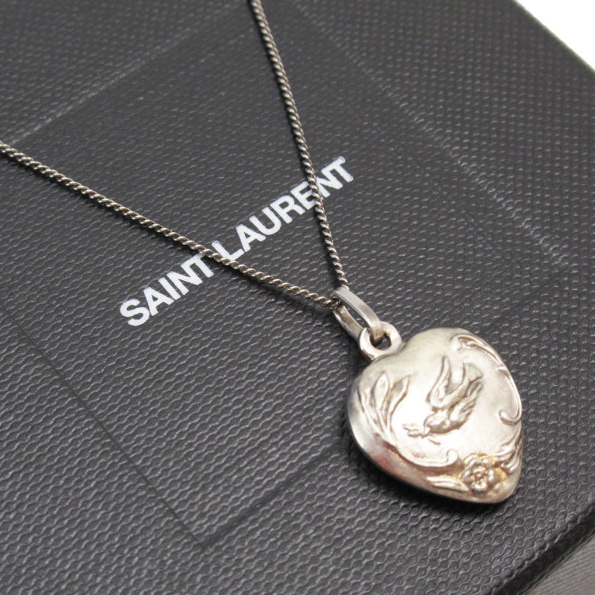 Saint Laurent Heart motif, Silver, Metal, necklace