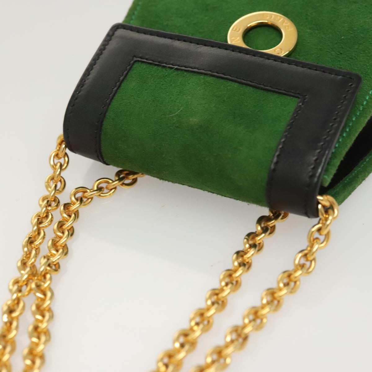 Celine Circle Logo Suede, Green, Suede, Clutch