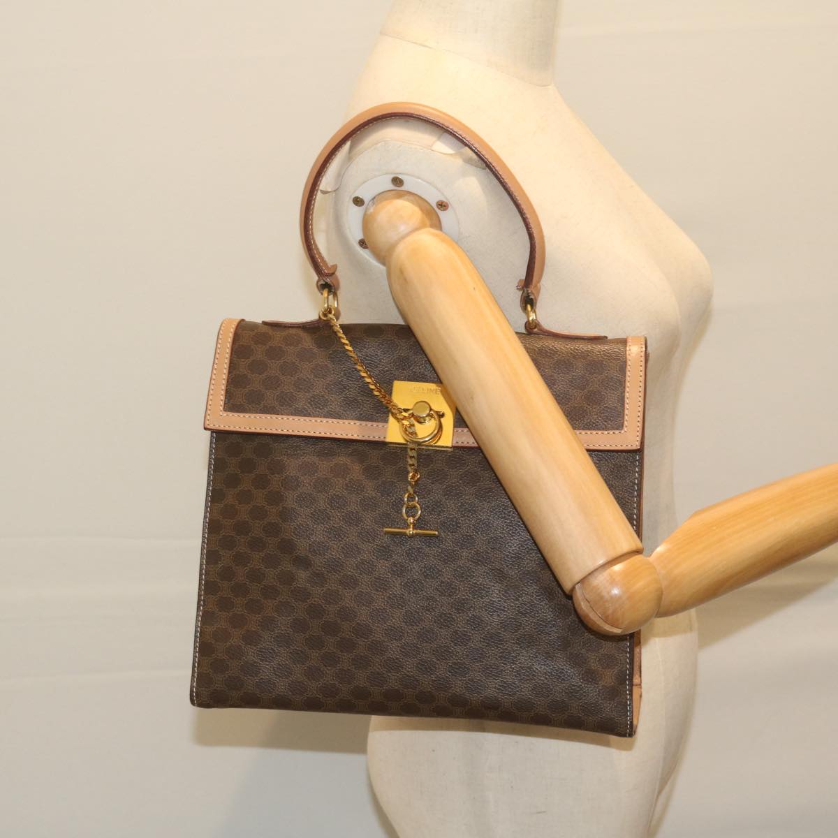 Céline Macadam, Brown, Canvas, handbag