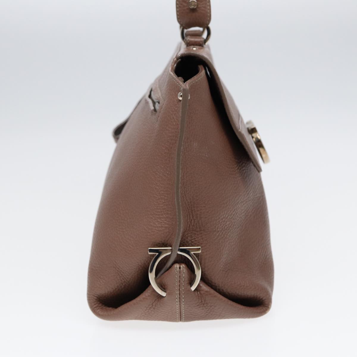 Salvatore Ferragamo Gancini, Brown, Leather, handbag