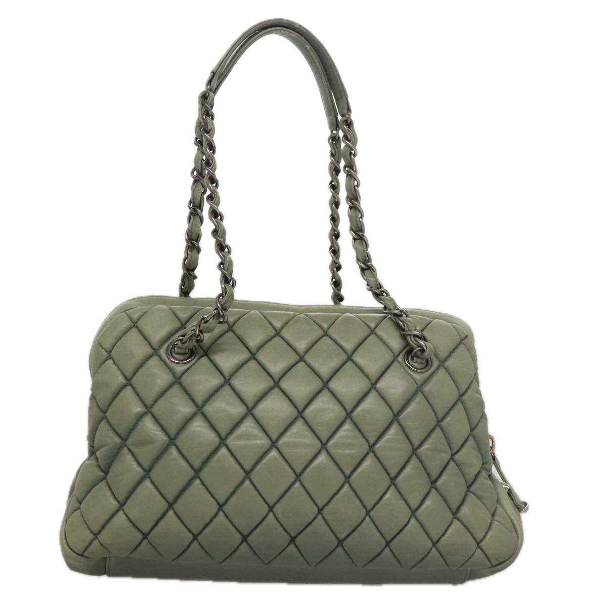 Chanel Mademoiselle, Green, Leather, shoulder