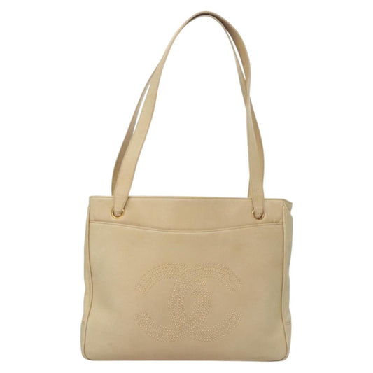 Chanel Coco Mark, Beige, Leather, shoulder