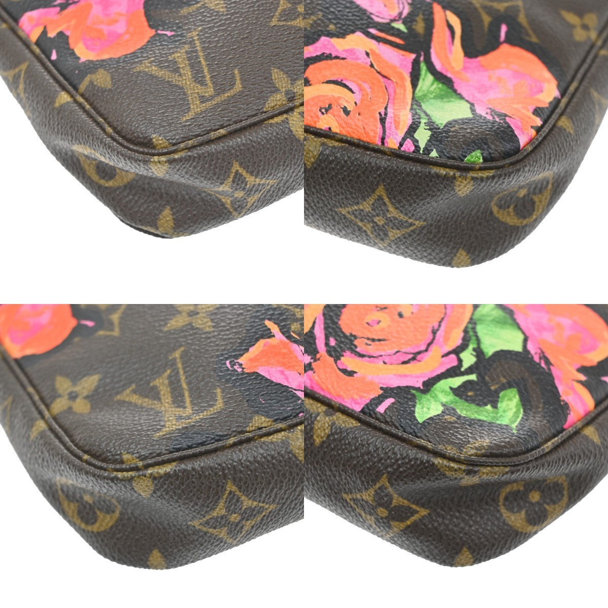 Louis Vuitton Pochette Accessoires Limited Edition Monogram Roses, Brown, Canvas, Clutch