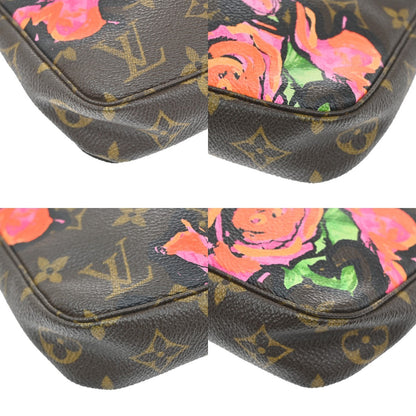 Louis Vuitton Pochette Accessoires Limited Edition Monogram Roses, Brown, Canvas, Clutch