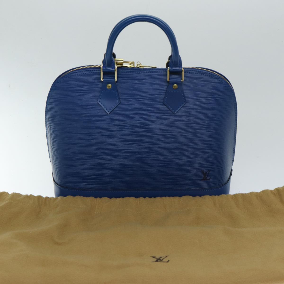 Louis Vuitton Alma, Blue, Leather, handbag