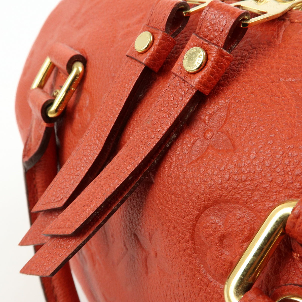 Louis Vuitton Speedy Bandouliere Monogram Empreinte Leather, Orange, Leather, Handbag