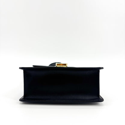 Gucci Sylvie Top Handle Leather, Black, Leather, Handbag