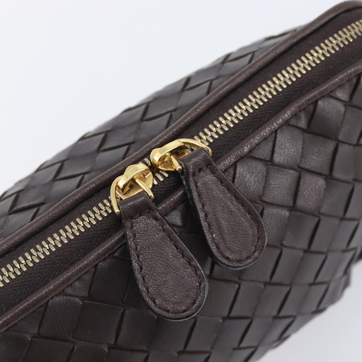 Bottega Veneta Zip Clutch Leather, Brown, Leather, Clutch