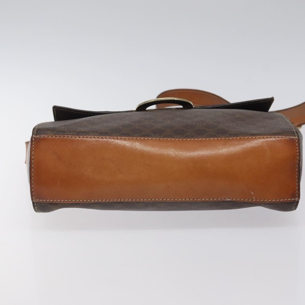 Celine Vintage Macadam Circle Logo Canvas and Leather, Brown, Canvas, Shoulder Bag