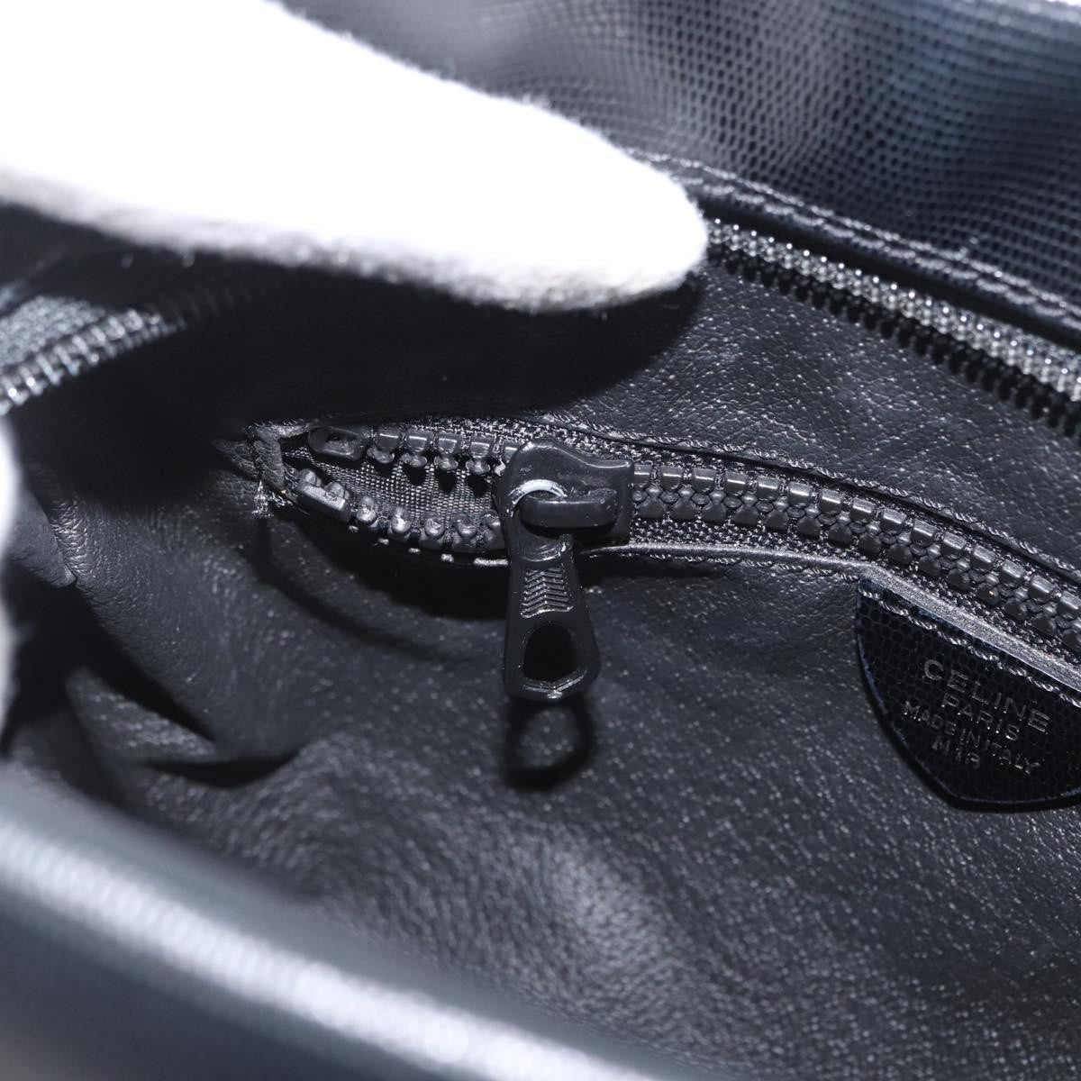 Celine Circle Logo Leather, Black, Leather, Shoulder Bag