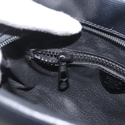 Celine Circle Logo Leather, Black, Leather, Shoulder Bag