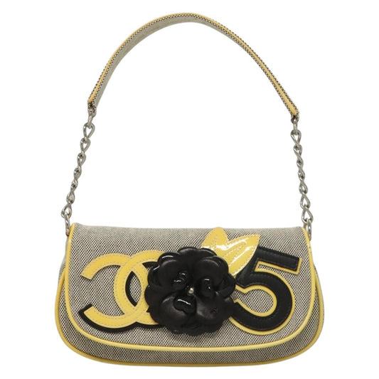 Chanel Camellia, Grey, Canvas, clutch