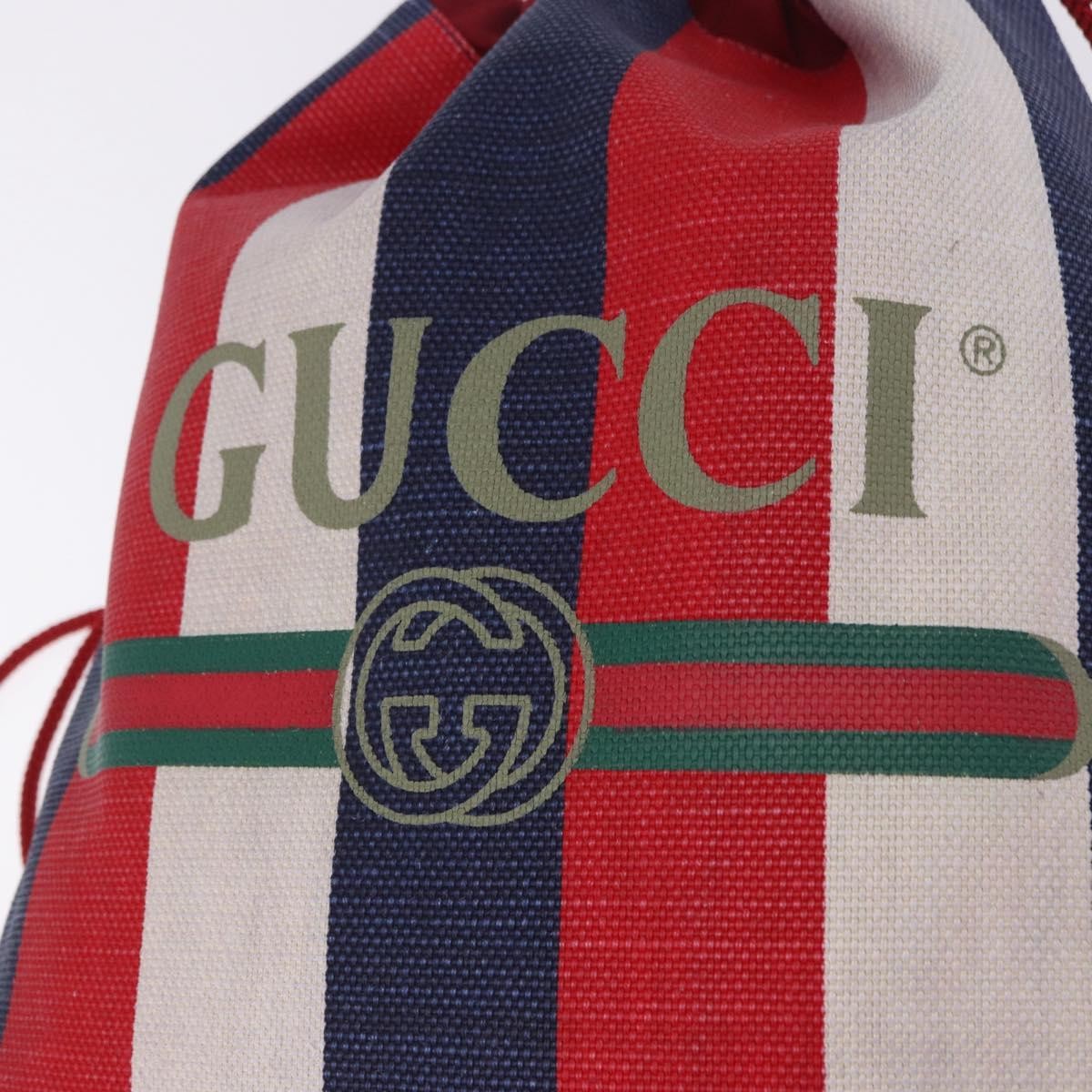 Gucci Logo Drawstring Striped Canvas, Multicolour, Canvas, Backpack