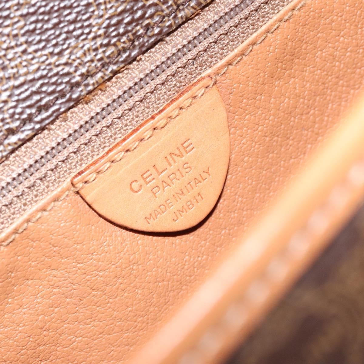 Celine Vintage Macadam Circle Logo Canvas and Leather, Brown, Canvas, Shoulder Bag