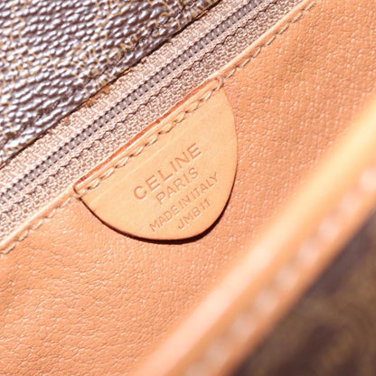 Celine Vintage Macadam Circle Logo Canvas and Leather, Brown, Canvas, Shoulder Bag