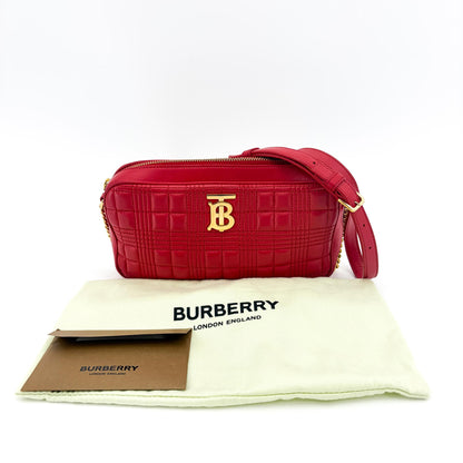 Burberry TB Camera Quilted Leather, Gold, Leather, Shoulder Bag
