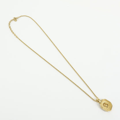 Christian Dior Vintage CD Pendant Metal with Crystals, Gold, Gold Plated, Necklace